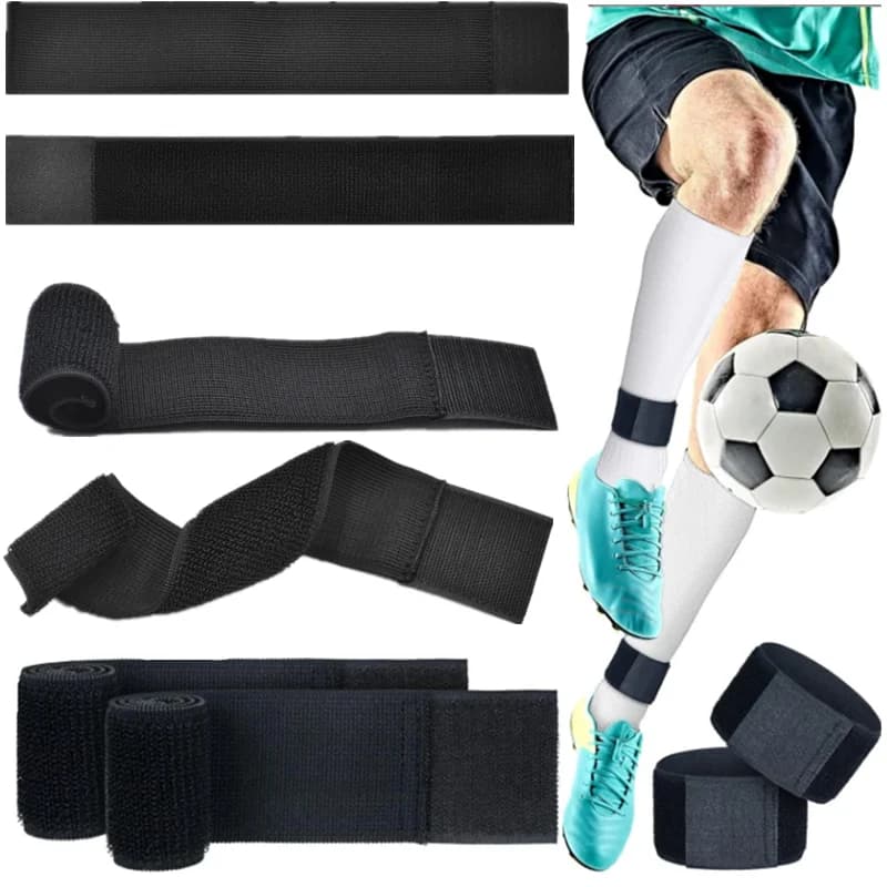 1 pair of anti-slip football tibia supports, football socks, fixed straps for tibia, for sports, football, ball, race, cycling, young adults