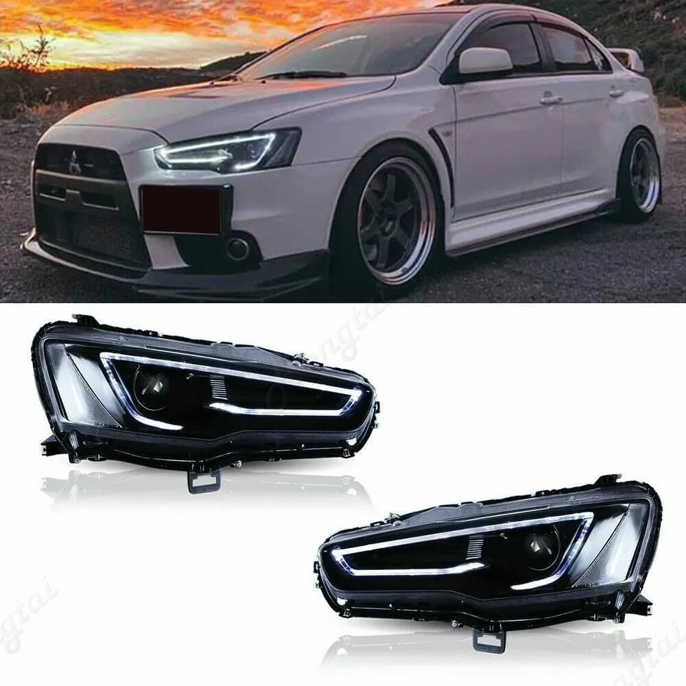 Pair of headlight groups for 2008-2009 2010 2011 2013-2017 Mitsubishi Lancer-ex SEL X Front light projector