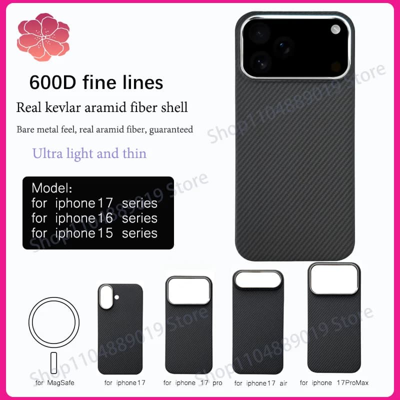 Per iPhone 17 Pro Max custodia in vera fibra di carbonio per magsafe magnetica in fibra aramidica copertura completa per iPhone 17 Pro custodia in carbonio