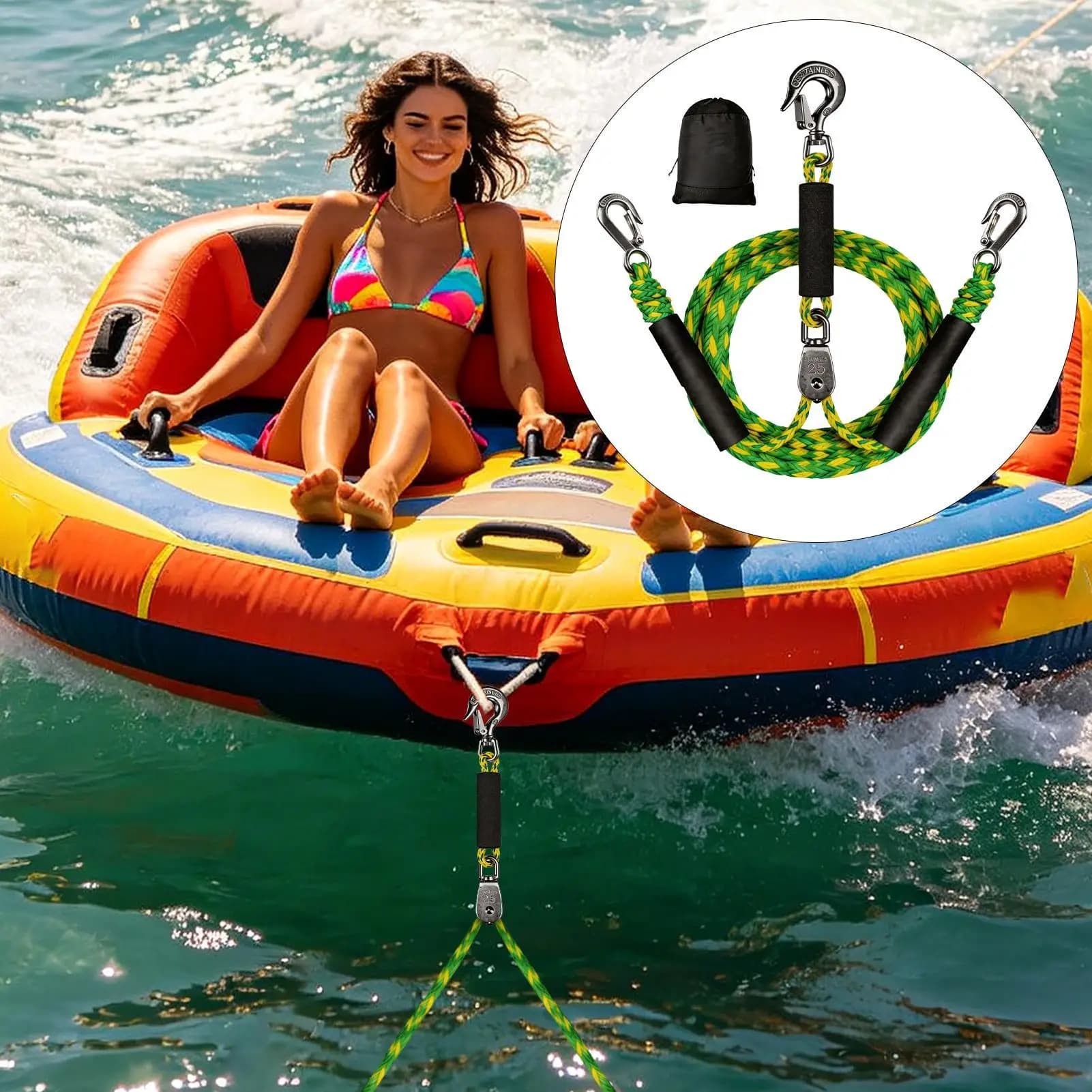 Tubing Rope For Boat Watersports Tubing Strap Wakeboard Tow Rope For Marine Skiing Lake Pool Camping Canoe Pontoon Kayak Fishing