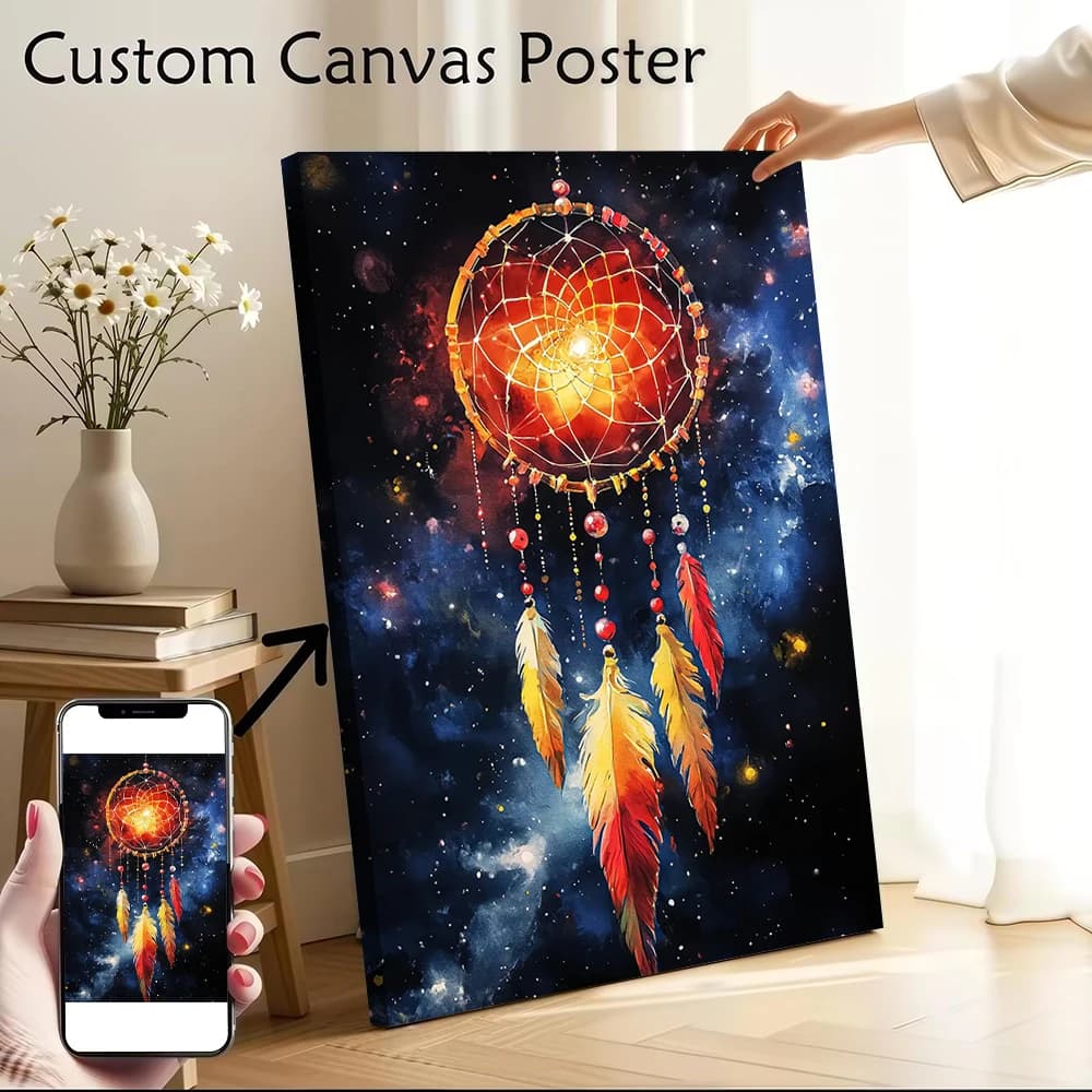 Galactic Dreamcatcher Printed Canvas Poster Custom Pictures Wall Art Canvas Painting for Modern Home Decoration Ornaments Room