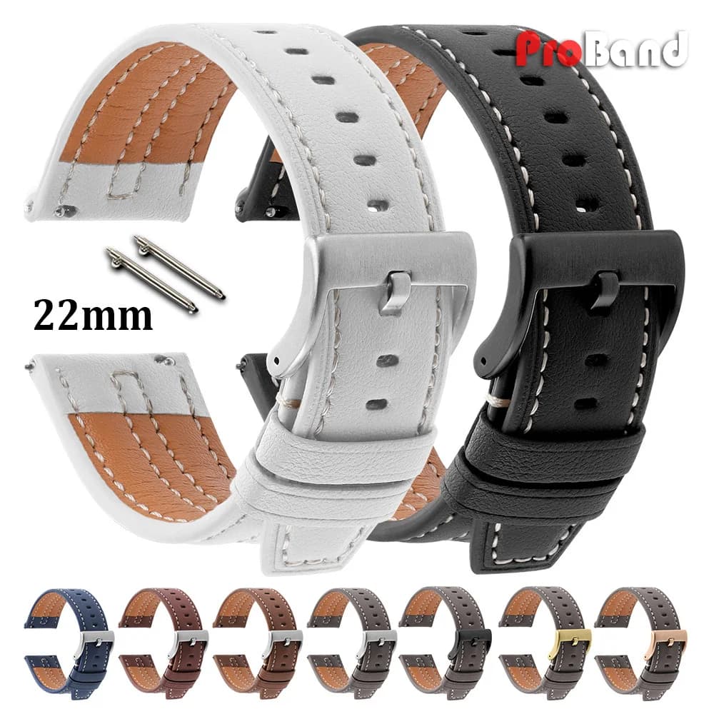 Cinturino per Orologio in Pelle Vintage a Sgancio Rapido Bianco Grigio Marrone 22mm con Cuciture per Galaxy Watch 3/4/5/6/7 Bracciale per Seiko
