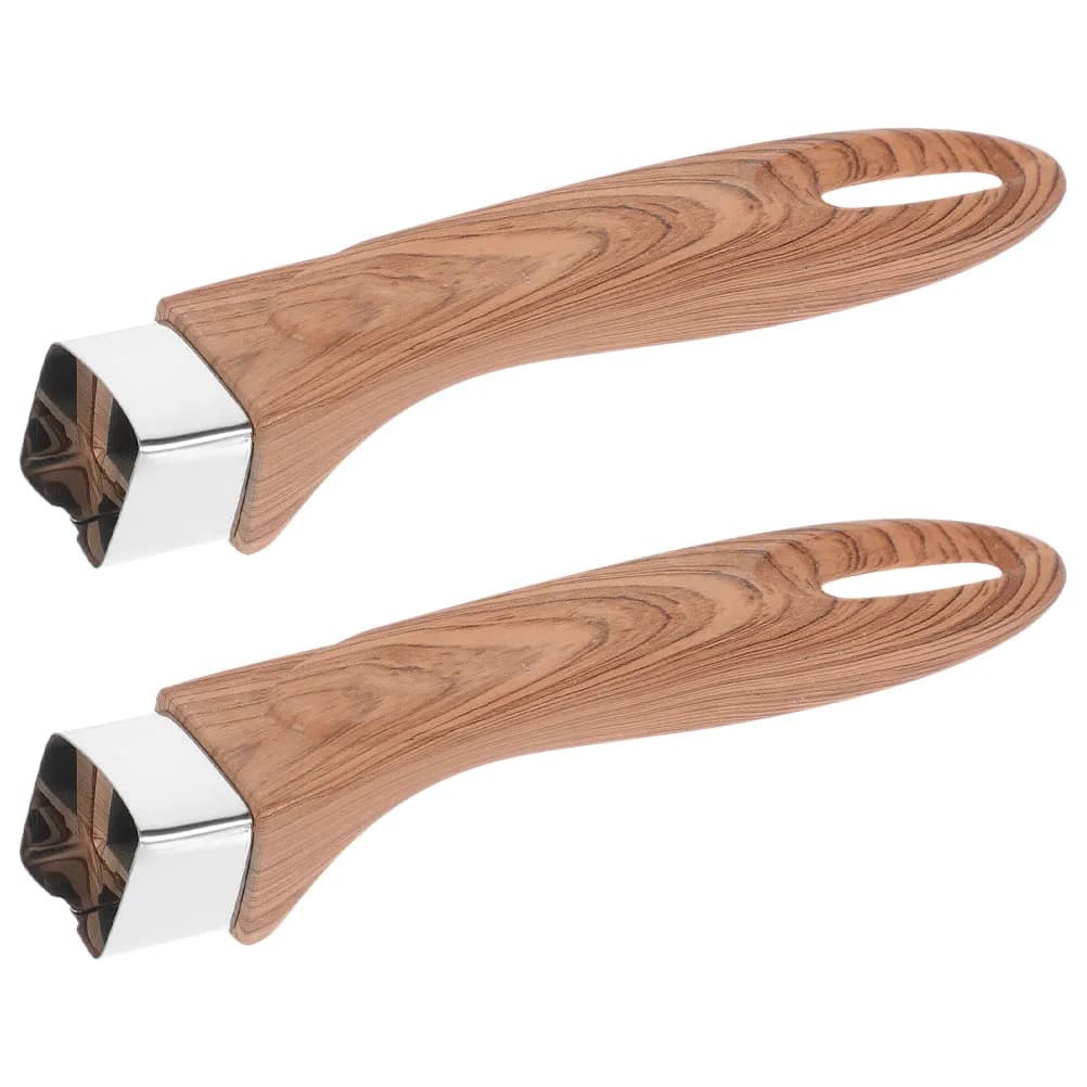 2Pcs Universal Wood Grain Pot Handle for Frying Pan Skillet Wok Anti-Scald Heat Resistant Bakelite Cookware Replacement Handle