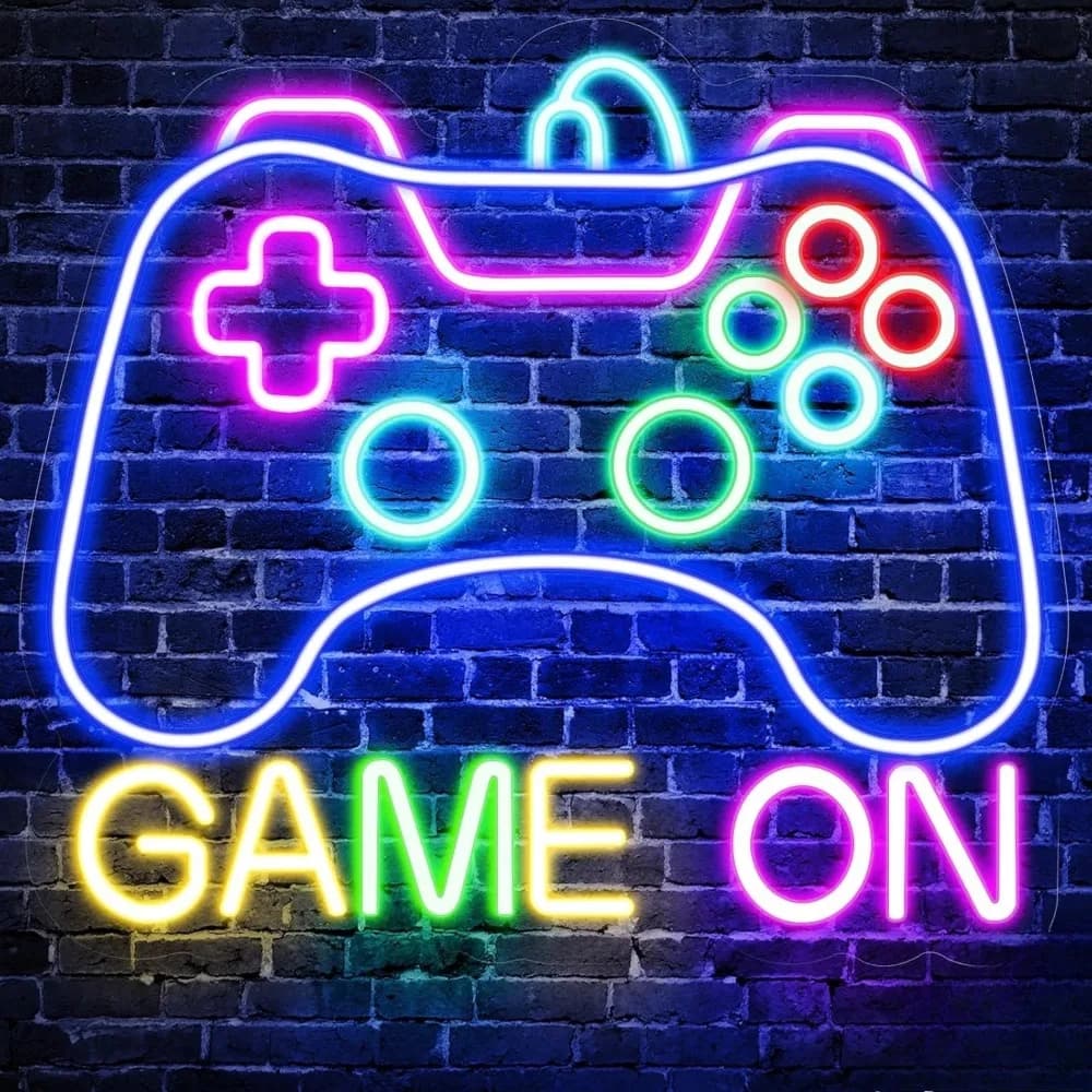 Insegna al Neon per Gamer, Insegna LED Neon 'Game On' per Decorazione Murale, Luce al Neon per Camera da Letto dei Ragazzi, Regalo per Gamer
