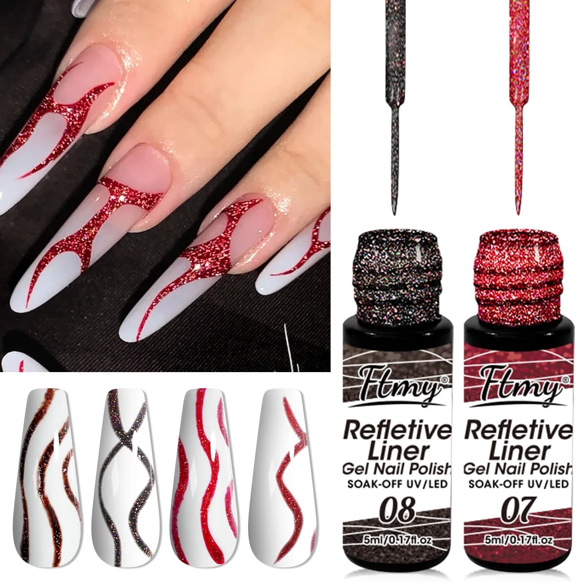 Gel spazzolato da 5 ml per linee, gel da disegno elastico per nail art, gel da disegno UV LED per vernice gel per design delle unghie