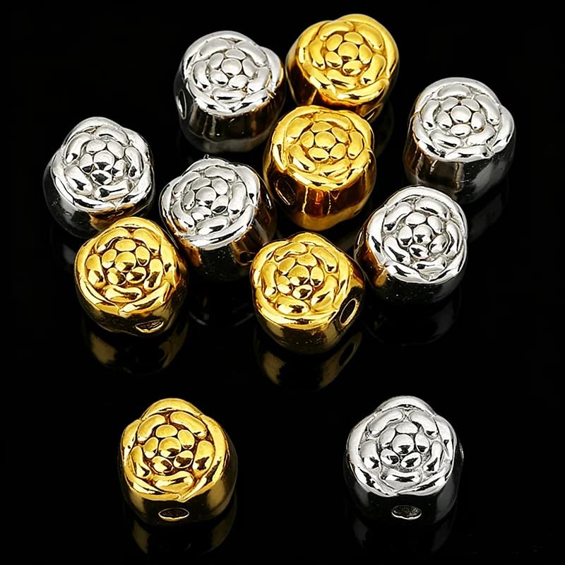 5pcs PVD 6.5mm Stainless Steel Flower Spacer Beads for Bracelet Never Fade Large Hole Necklace Beads Jewelry Making Findings