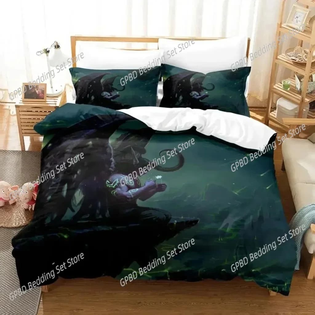 Gioco di stampa 3D World Warcraft Set di biancheria da letto Camera da letto Morbido copriletti moderni Comodo copripiumino per bambini Copripiumino e federa