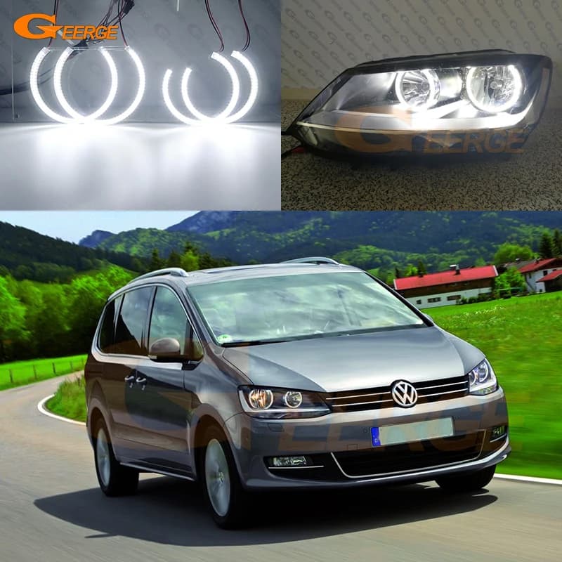For Volkswagen VW Sharan 7N 2010 2011 2012 2013 2014 2015 Ultra Bright Day Light SMD LED Angel Eyes Kit Halo Rings