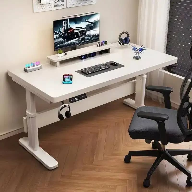 Scrivania per Computer Regolabile Elettricamente, Ergonomica con Controller, Tavolo per Laptop con Pannello Divisibile per Casa e Ufficio