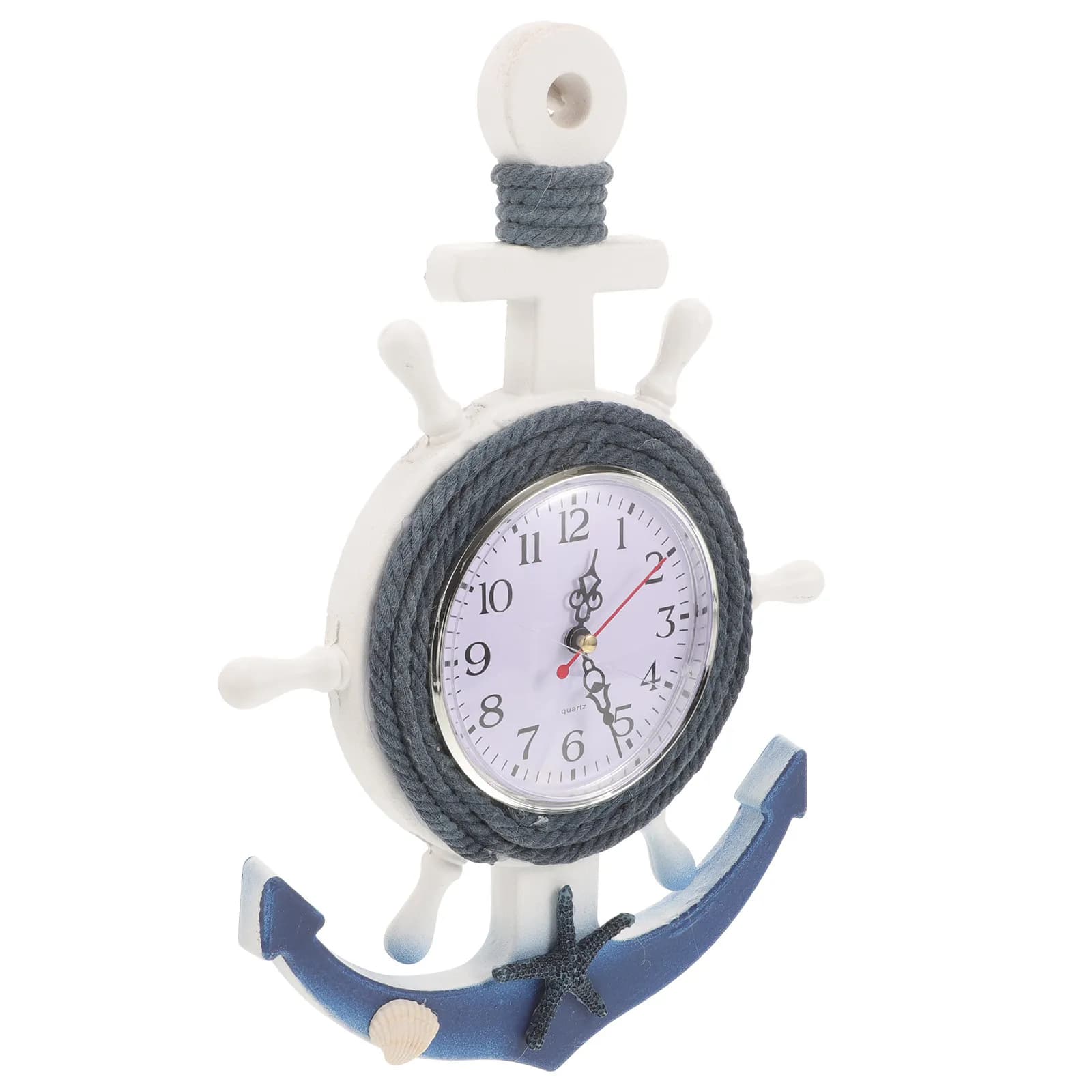 Orologio da Parete Mediterraneo con Tema Ancora di Barca, in Legno e Plastica, con Superficie a Specchio Trasparente, Decorazione per Casa, Soggiorno e Camera da Letto