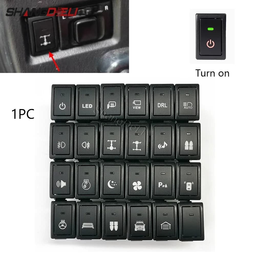 1PC Retrofit LED DRL Fendinebbia Ventola Radar Anteriore Diff Blocco Accensione Spegnimento Faretto Radar Interruttore Per Suzuki JIMNY LANDY 2007-2015