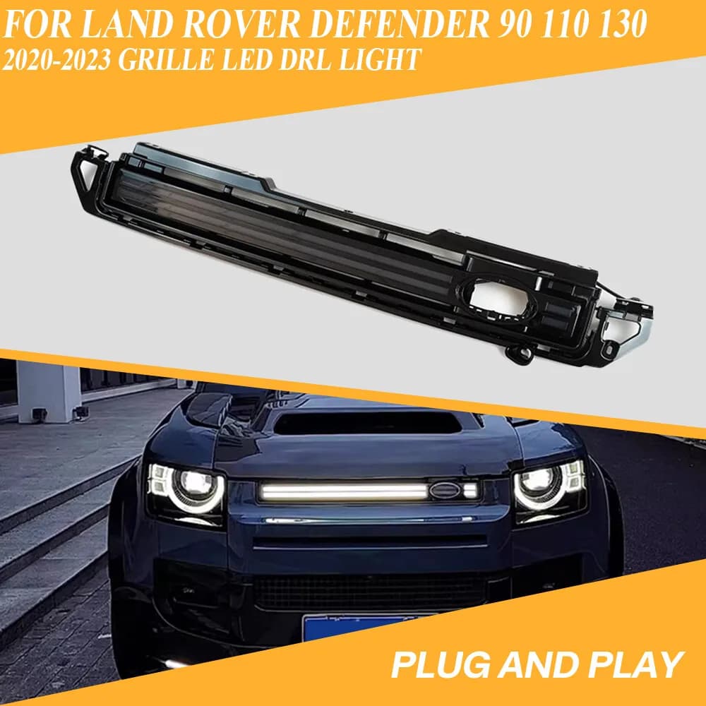 For Land Rover Defender 90 110 130 2020-2024 Grille Trim Strip LED DRL Light US Car Headlight Accessories