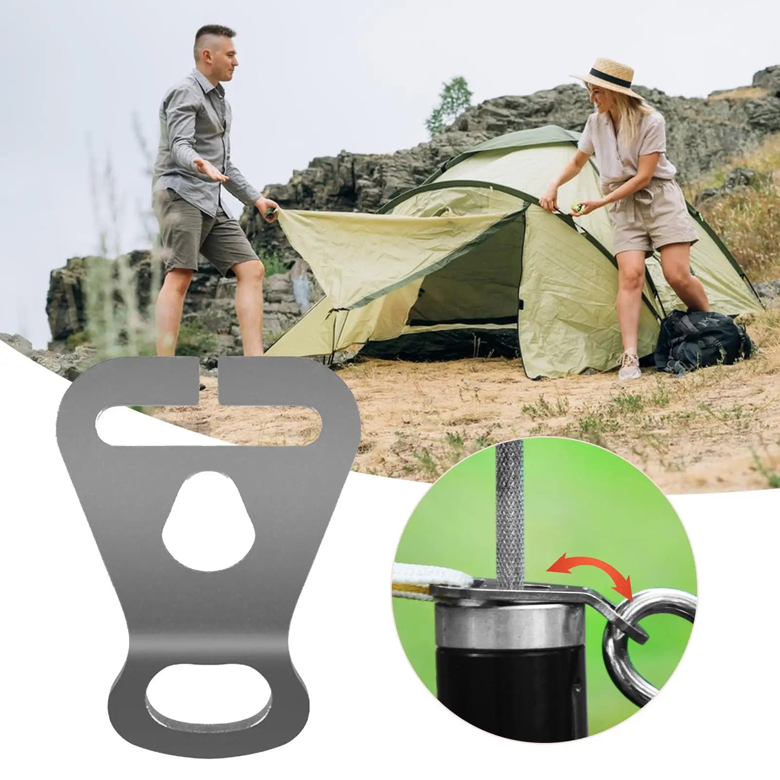Guyline Tension Adjusters Stainless Steel Camping Guyline Tensioner Camping Tightening Clasp Guyline Holder Tent Accessories
