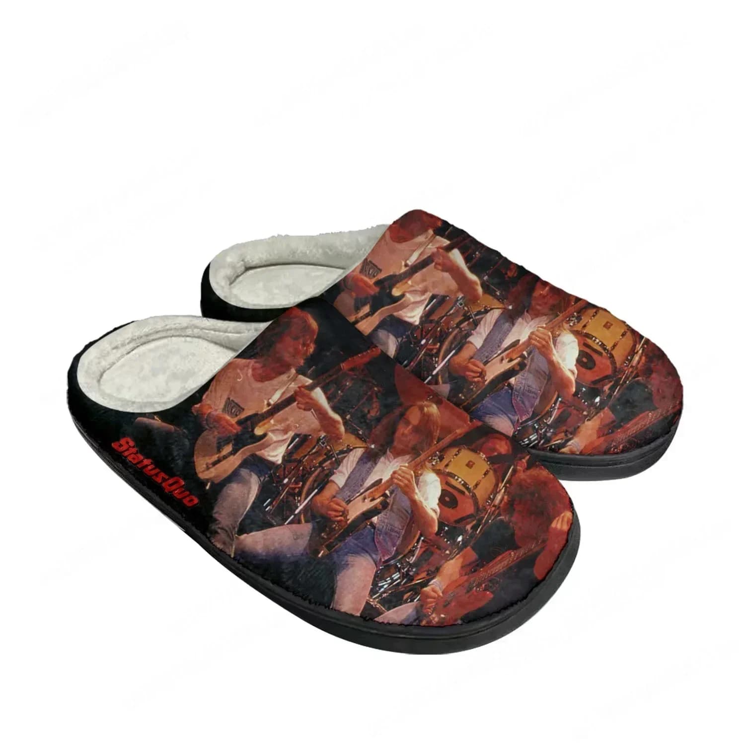 Pantofole Termiche Personalizzate in Cotone con Stampa Status Quo Rock Band, da Uomo e Donna, per Casa, Camera da Letto, Casual, Calde e Morbide