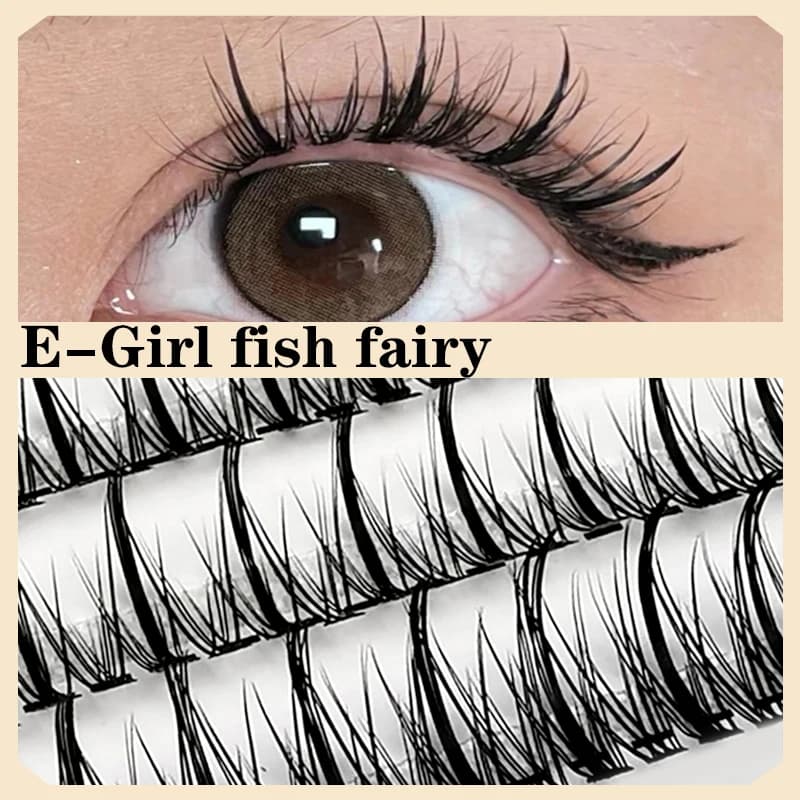 Ciglia Finte Anlinnet Egirl Sandwich, Natural and Voluminous, Type A a Coda di Pesce, Effetto Capelli di Fata, Autoadesive, Ciglia Finte Stile Comic