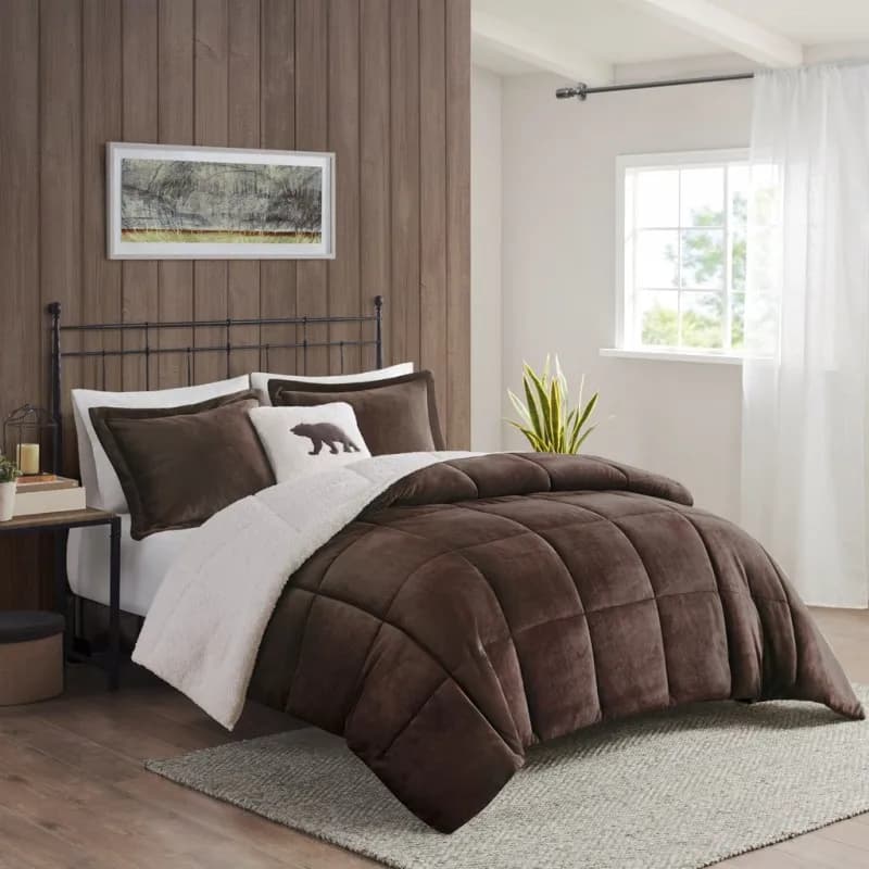 King Plush To Sherpa Down Alternative Comforter Set