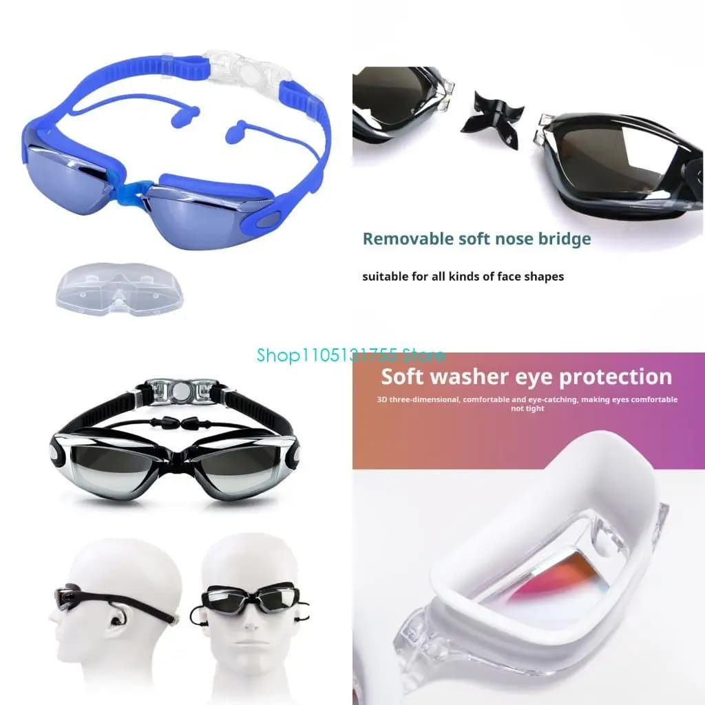 K0EF Occhialini da nuoto antiappannamento impermeabili con tappi per le orecchie per immersioni in nuoto per adulti