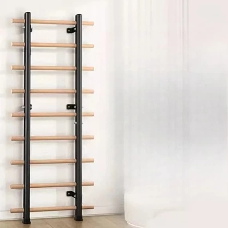 Scala svedese in legno per palestra, fitness, barra per trazioni, montata a parete