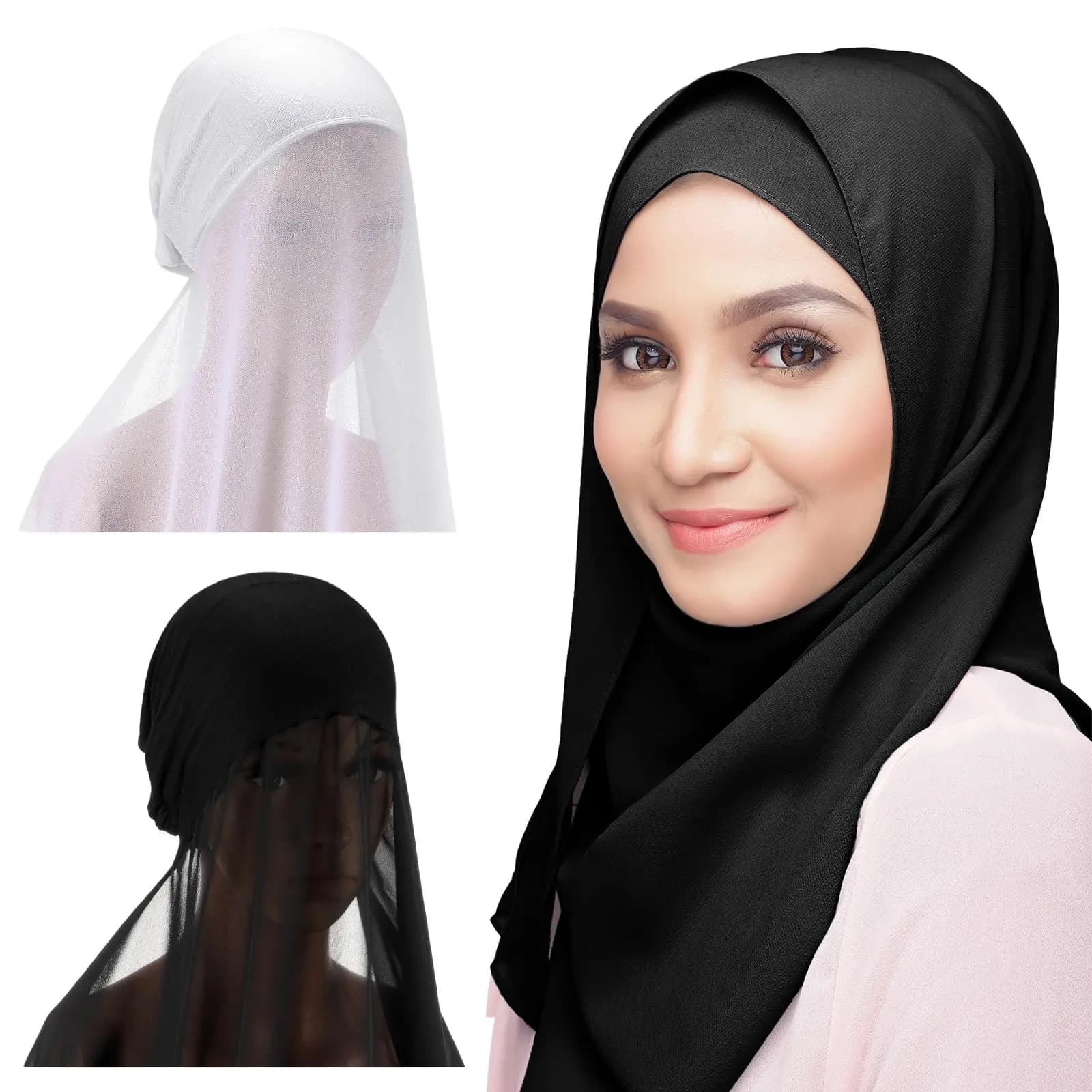 Nuova sciarpa Hijab in Chiffon istantaneo con berretto tinta unita Pullover elastico di base foulard sottile e traspirante protezione solare avvolgere la testa