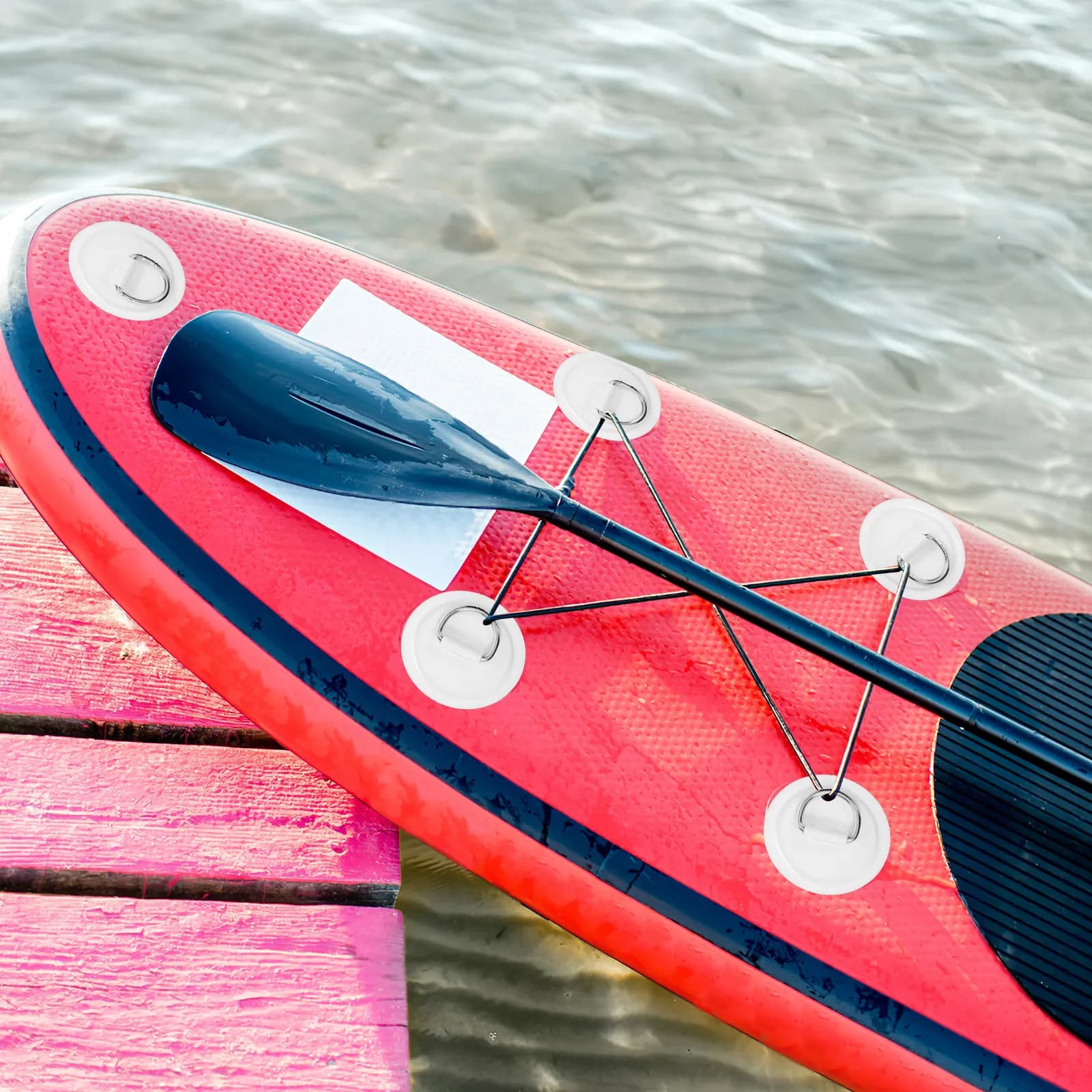 5 Pezzi Patch ad Anello a D in PVC per Kayak, Attrezzatura per Canoa e Rafting, Pad di Montaggio per Gommone, Paddle Board e Tavola da Surf