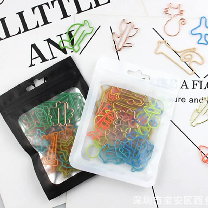 60pcs 2 set Kawaii Paper Clips Bookmark Stationery Scrapbook Gadget School Supplies Office Cute Desk Orgainzer Accessories