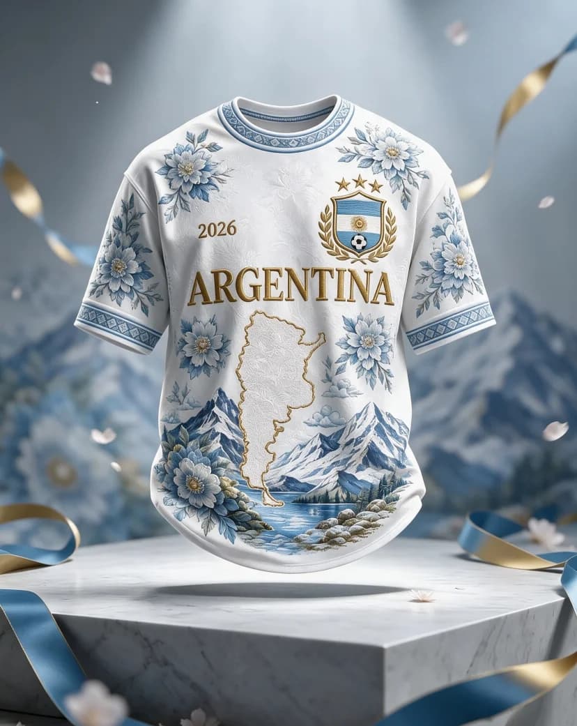 2026 New Men's Argentina 3D Printed Football Jersey T-shirt Suitable for Daily and Training Wear Quick Drying Family Kids Tees