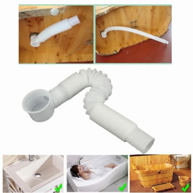 Vasca da bagno telescopica in plastica, doccia, canna, tubo flessibile, tubo flessibile per scarico, trappola, connettore, tubo, cucina, bagno