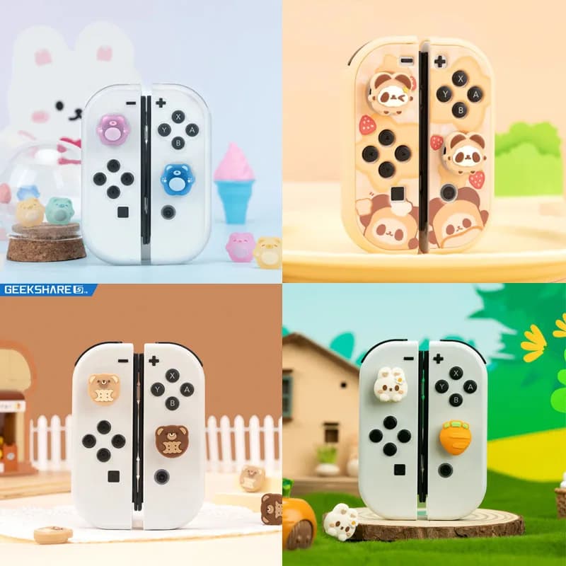 Simpatico Orso Gatto Coniglio Silicone Thumb Stick Grip Cap Joystick Copertura Per Interruttore NS Oled/Lite Joy-con Controller Custodia protettiva morbida