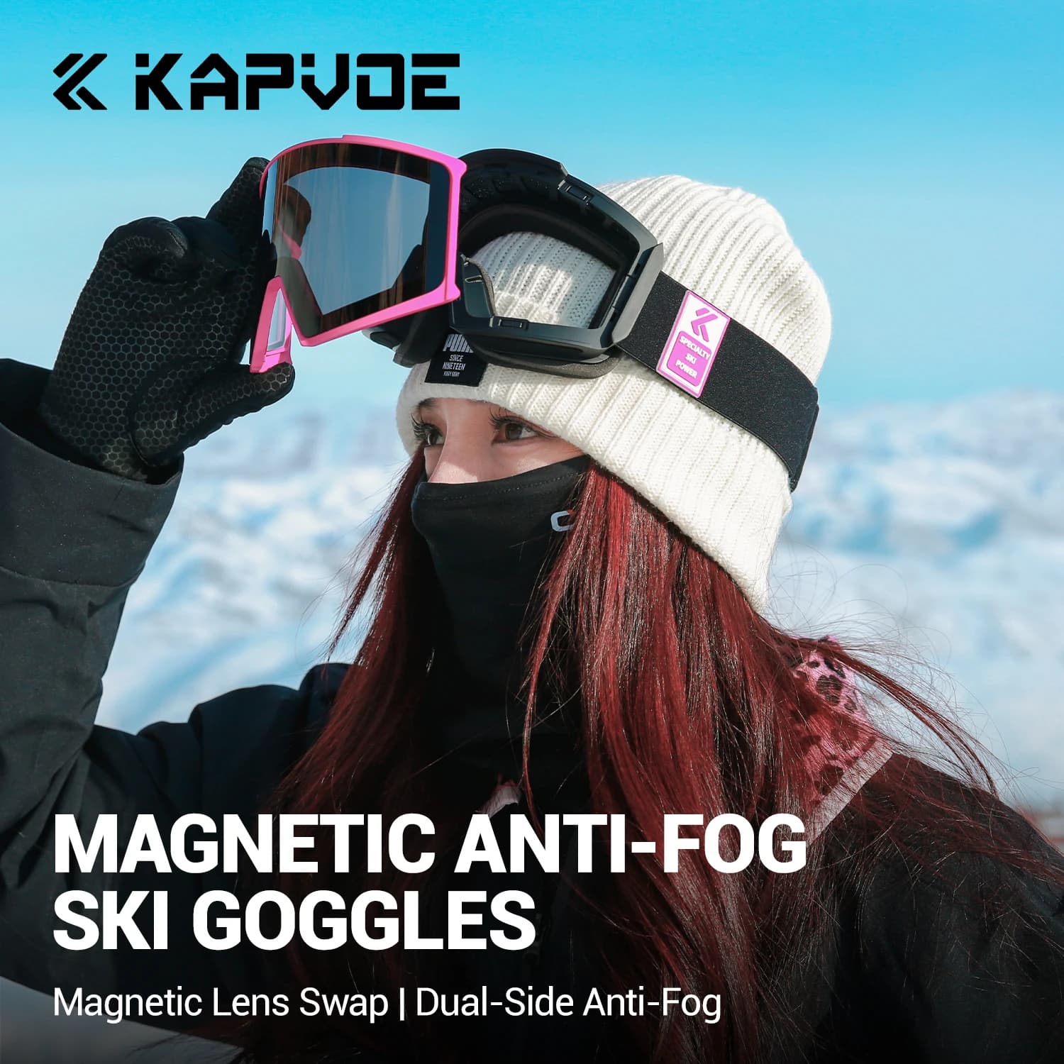 Kapvoe Skiing Eyewear for Men Women Ski Goggles Magnetic Lens Anti-fog Snowboard Double Layer Sponge Goggles Snowboard Goggles