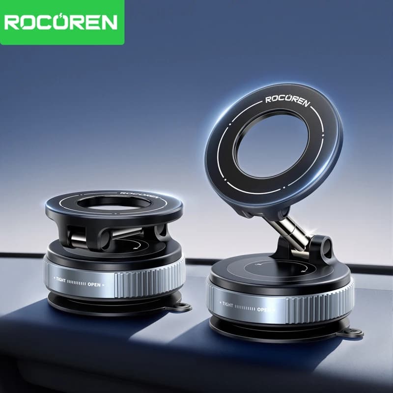 Rocoren Magnetic Car Phone Holder Magsafe Phone Stand Vacuum Suction Cup Rotate 360° Adsorption Car Accessories Support Brackets