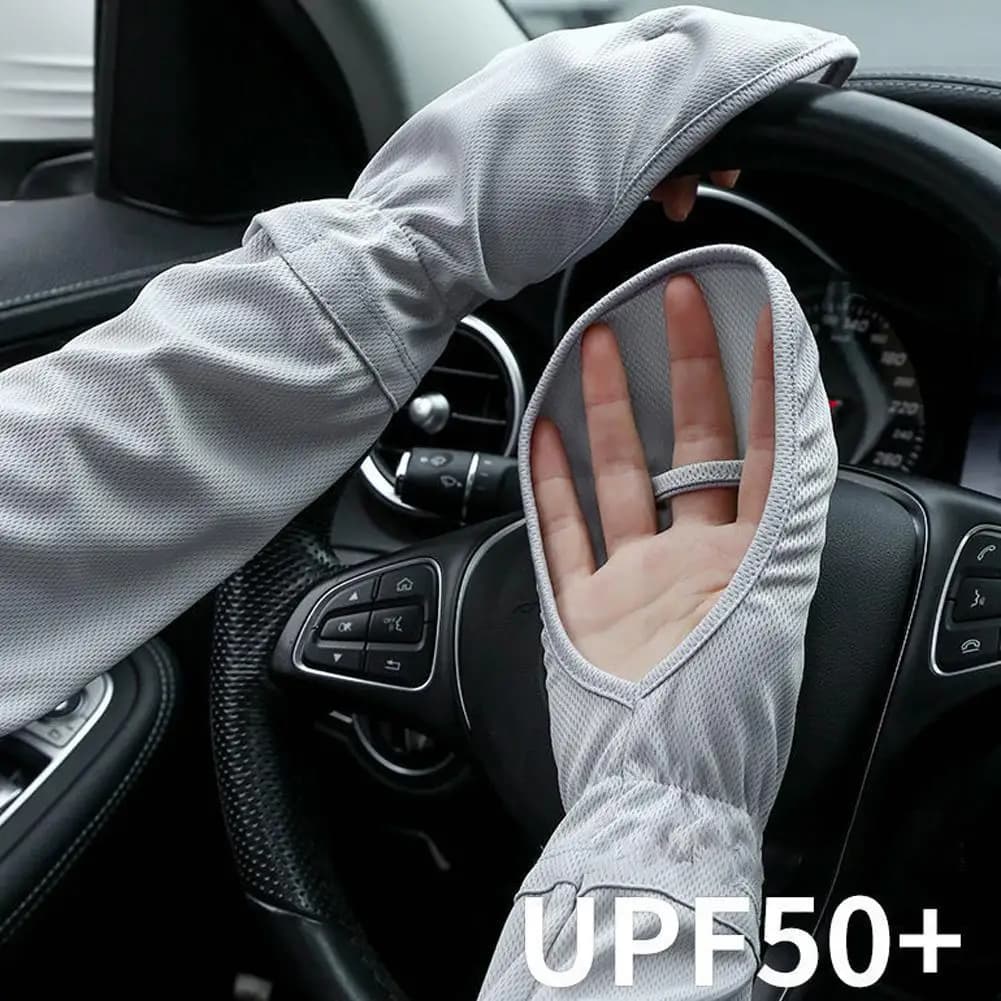 Women's Solid Color Ice Silk Gloves Driving Sleeves for Solar Protection Wide and Breathable Arms Horse Sleeves for Outdoor UV