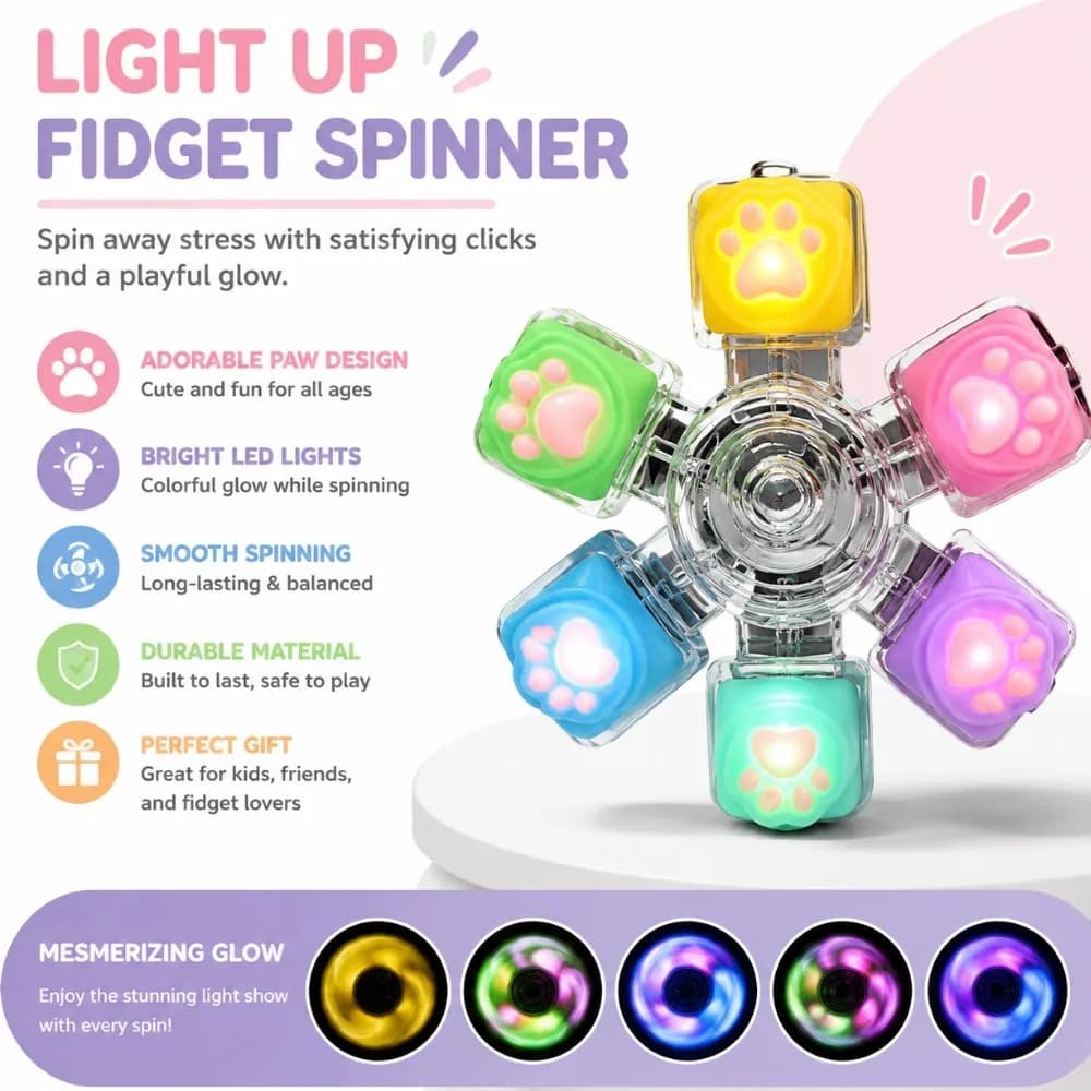 Spinner Antistress a LED con Tastiera Meccanica, Nuovo Giocattolo Creativo Luminoso per Dita con Strisce LED