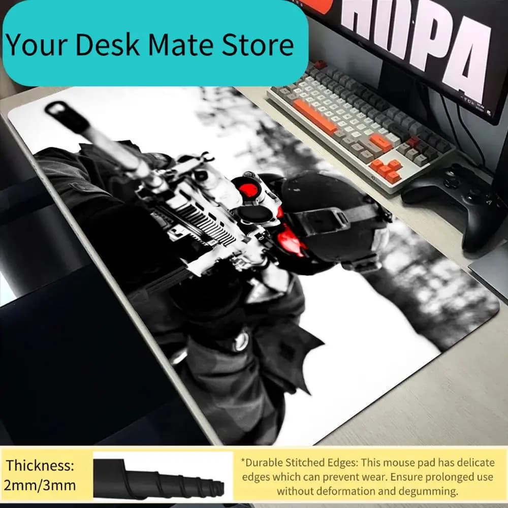 Tappetino per Mouse XXL Ovale Tattico, Grande Tappetino per Tastiera da Ufficio, Nuovo Tappetino da Scrivania per Gamer, Antiscivolo in Gomma, Mousepad HD per Gaming