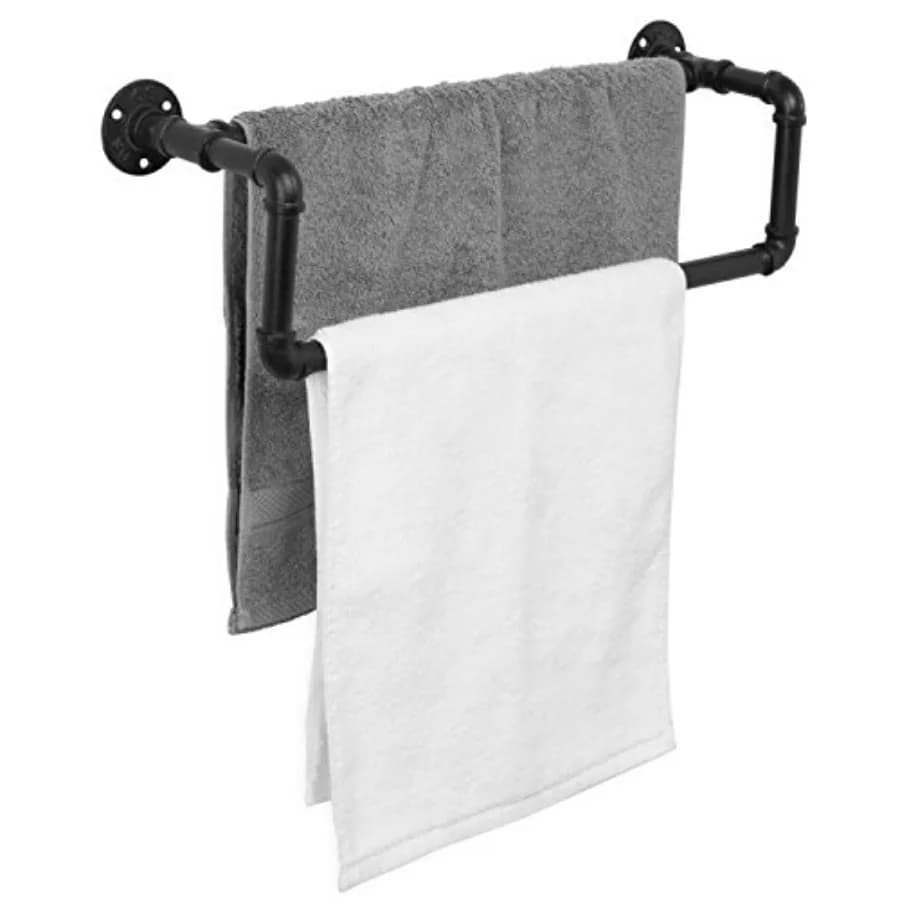 Portasciugamani Doppio da Parete per Bagno, Porta Asciugamani Rustico Stile Industriale, Decorazione Bagno Rustica