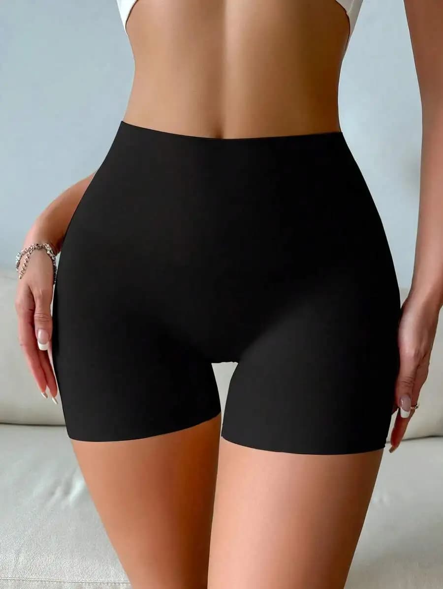 Pantaloncini modellanti a vita alta in tinta unita per donna