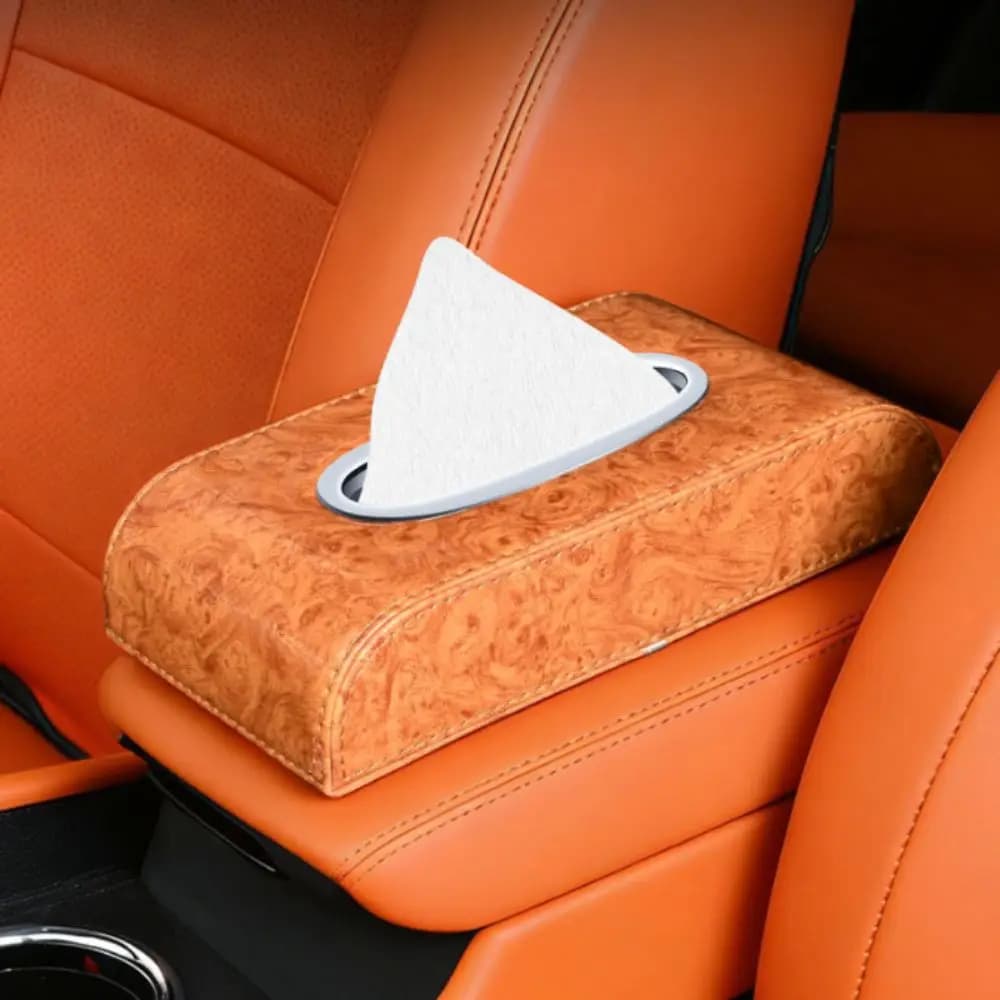 Organizer per Auto con Design Curvo e Finitura Lucida Effetto Legno, Stile Elegante e Creativo