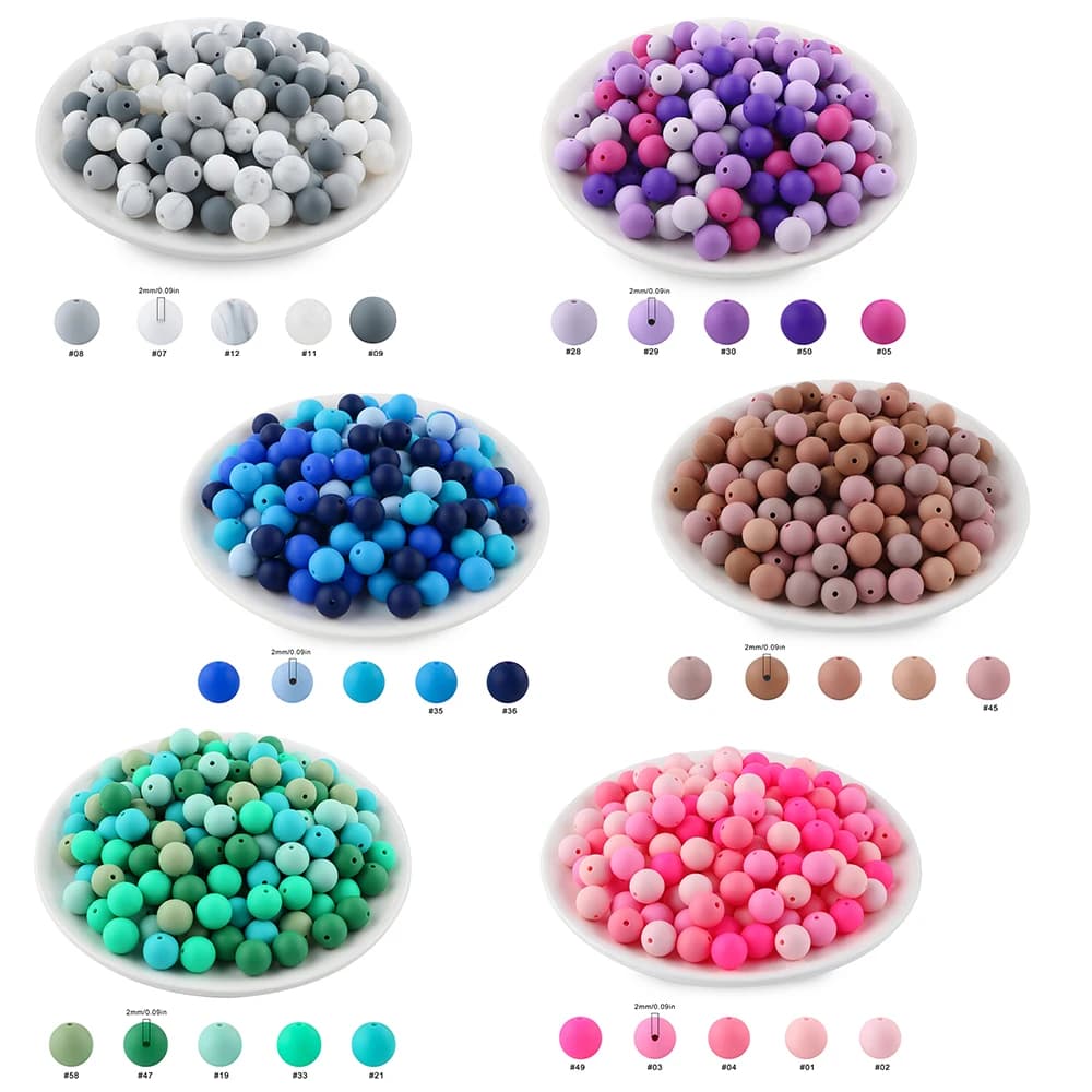 Sunrony 30 pz 9/12/15mm perline di Silicone rotonde colorate nuova combinazione fai da te per penna a sfera portachiavi gioielli collana braccialetto