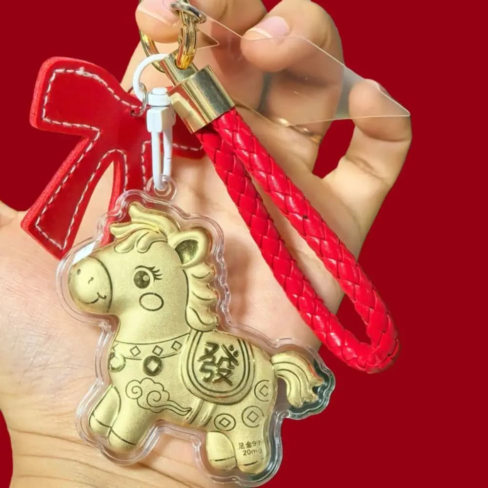 Nuovo Portachiavi a Forma di Cavallo, Ciondolo per Zaino, Mascotte Portafortuna alla Moda, Ciondolo per Capodanno, Portachiavi Zodiacale con Fiocco, Portachiavi per Auto