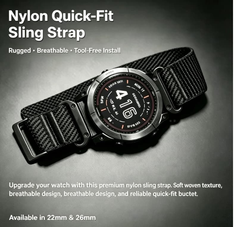 Nylon Quick‑Fit Watch Band, 22mm 26mm Woven Nylon Replacement Nylon Strap, Breathable Sweat Resistant Sport Wristband,