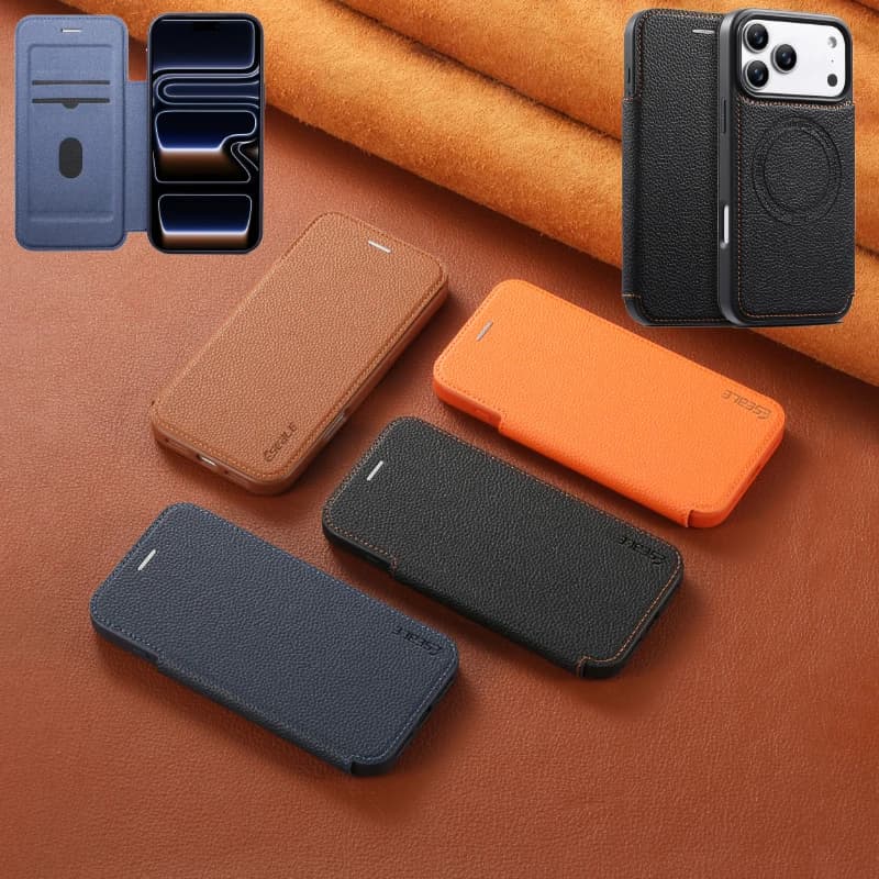 360 ° Leather phone case with portfolio card slot with full protection for iPhone 17 Pro Max 15 14 13 16 Pro Max 16E Air bumper cover