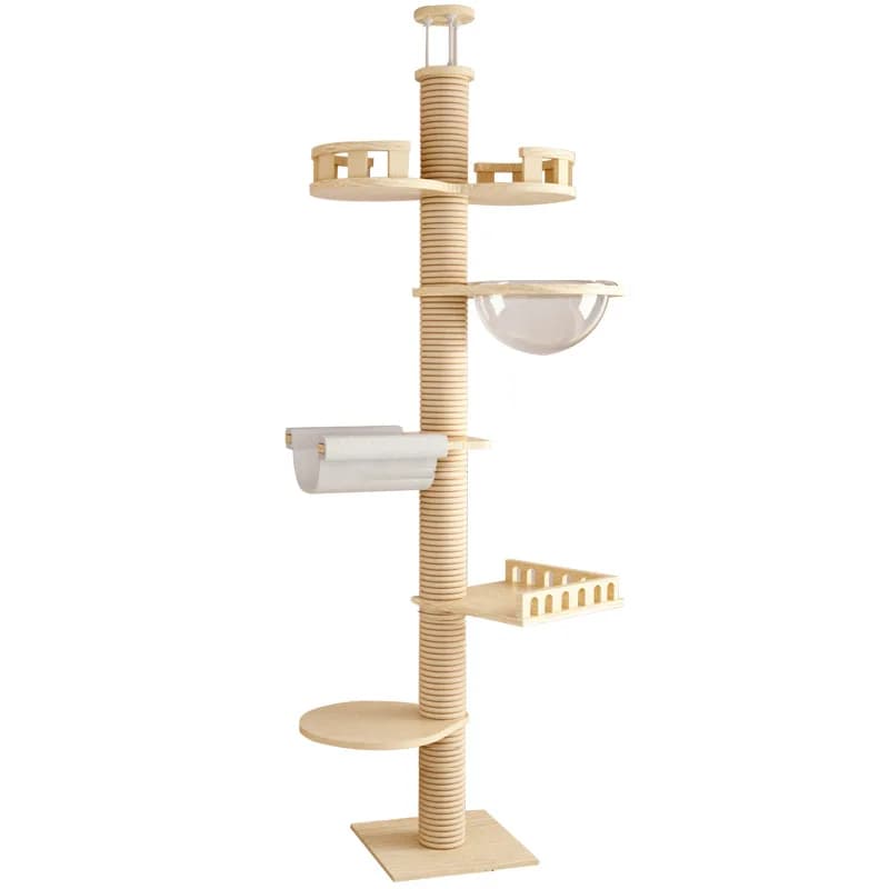 Tiragraffi per gatti in legno dal pavimento al soffitto, albero per gatti, mobili per condominio, tiragraffi, grande torre per albero per gatti