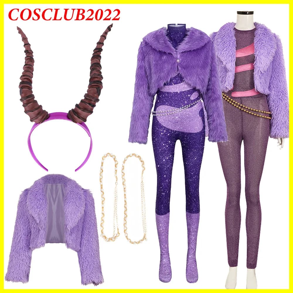 Gazelle Costume Cosplay Corno Cappotto viola Giacca Cartoon Zoo 2 Film Donna Ragazza Tuta Vincitore di Halloween Abiti natalizi Regalo