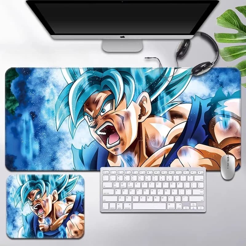 Nuovo Tappetino per Mouse in Pelle Dragon Ball Super Saiyan, Stampa HD di Son Goku, Tappetino da Scrivania per Gaming e Ufficio