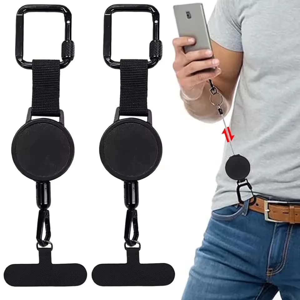 Supporto Antifurto Retrattile per Telefono, Cordino di Sicurezza per Smartphone con Moschettone, Imbracatura Anticaduta per Escursionismo, Ciclismo, Arrampicata