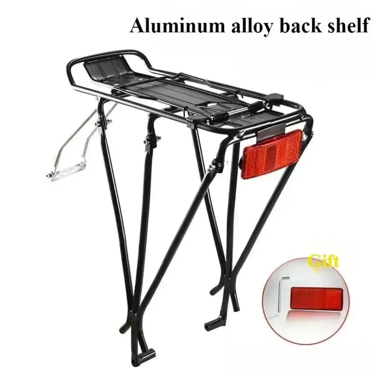 Mountain Bike Rear Cargo Rack Strong Aluminum Carrier Large Capacity Luggage Holder for Bicycle Adventures Wear-resistant Weighing Disc Brake Rack with Three Fulcrum Firm Rear Shelf for Disc Braked Bike