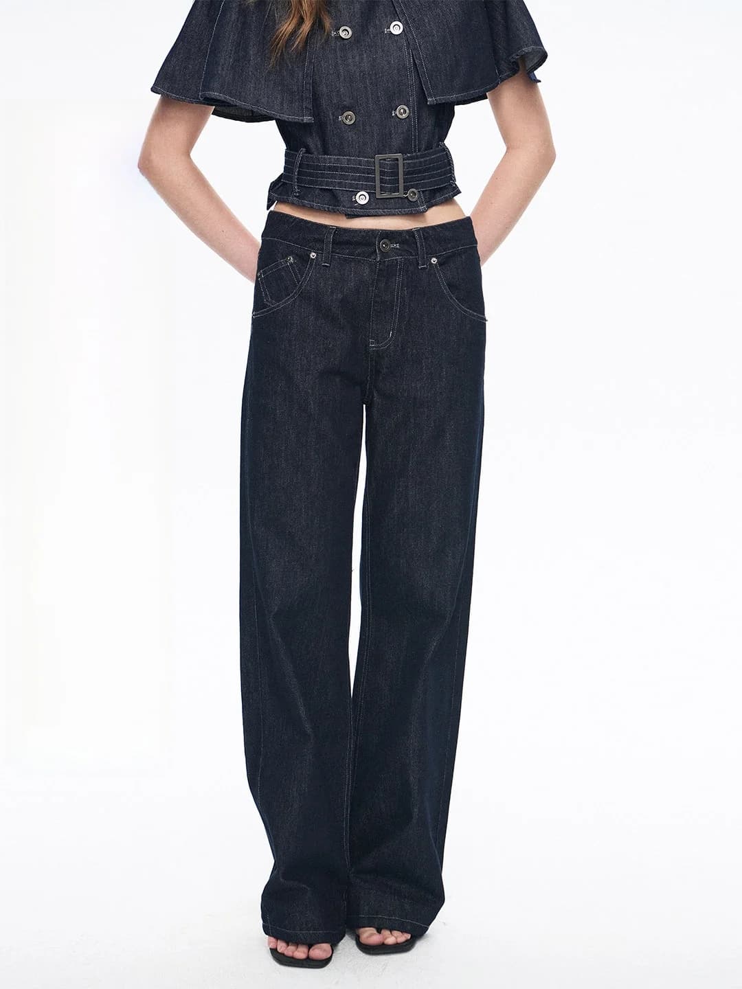 Goosfir Design Originale Pantaloni a Gamba Larga Vita Naturale Jeans Larghi in Cotone Casual Lunghi e Dritti da Donna Primavera 2026