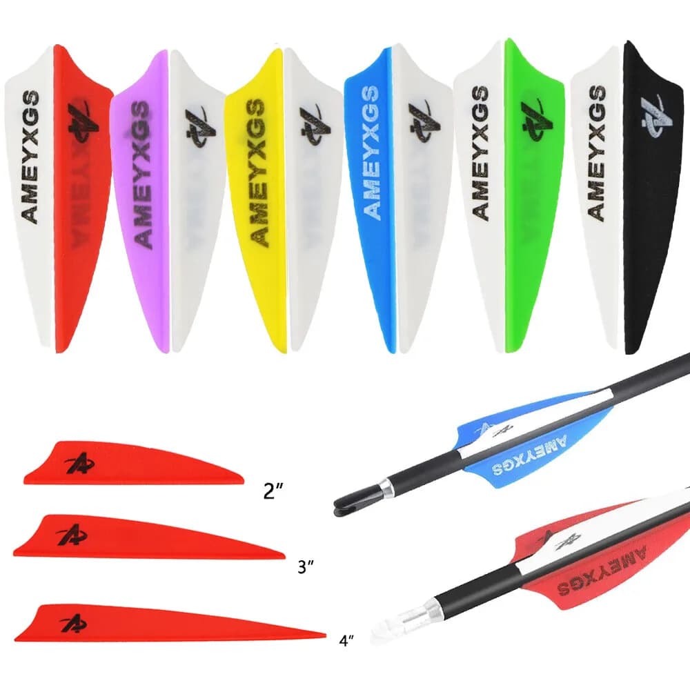 36 pz 2 "3" 4 "Tiro con l'arco Alette di Gomma Scudo Forma Freccia Fletching FAI DA TE In Fibra di vetro Frecce di Carbonio Caccia Tiro Al Bersaglio Piume