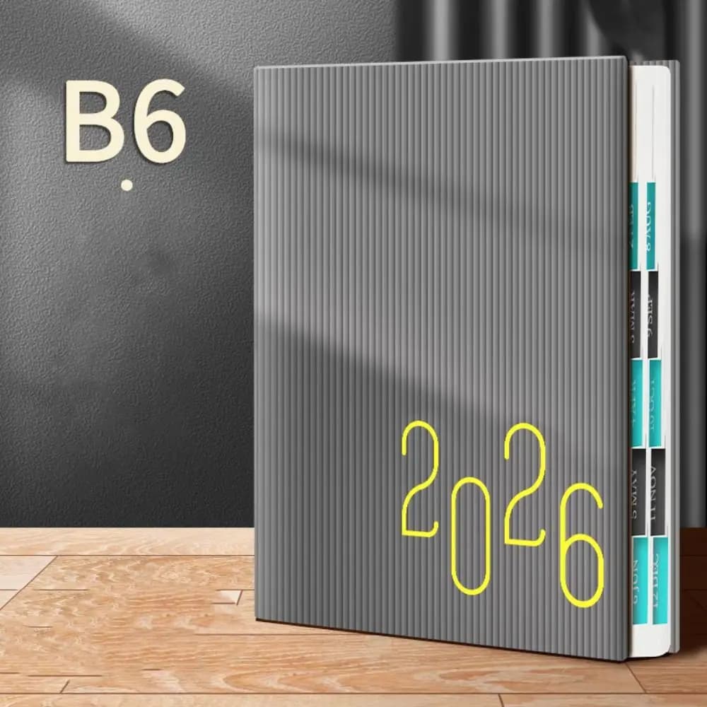 Agenda Planner 2026 in Inglese, Blocco Note 12 Mesi in Pelle PU, Formato B6, Piccolo Segnalibro, 365 Giorni, Taccuino Efficiente per Affari