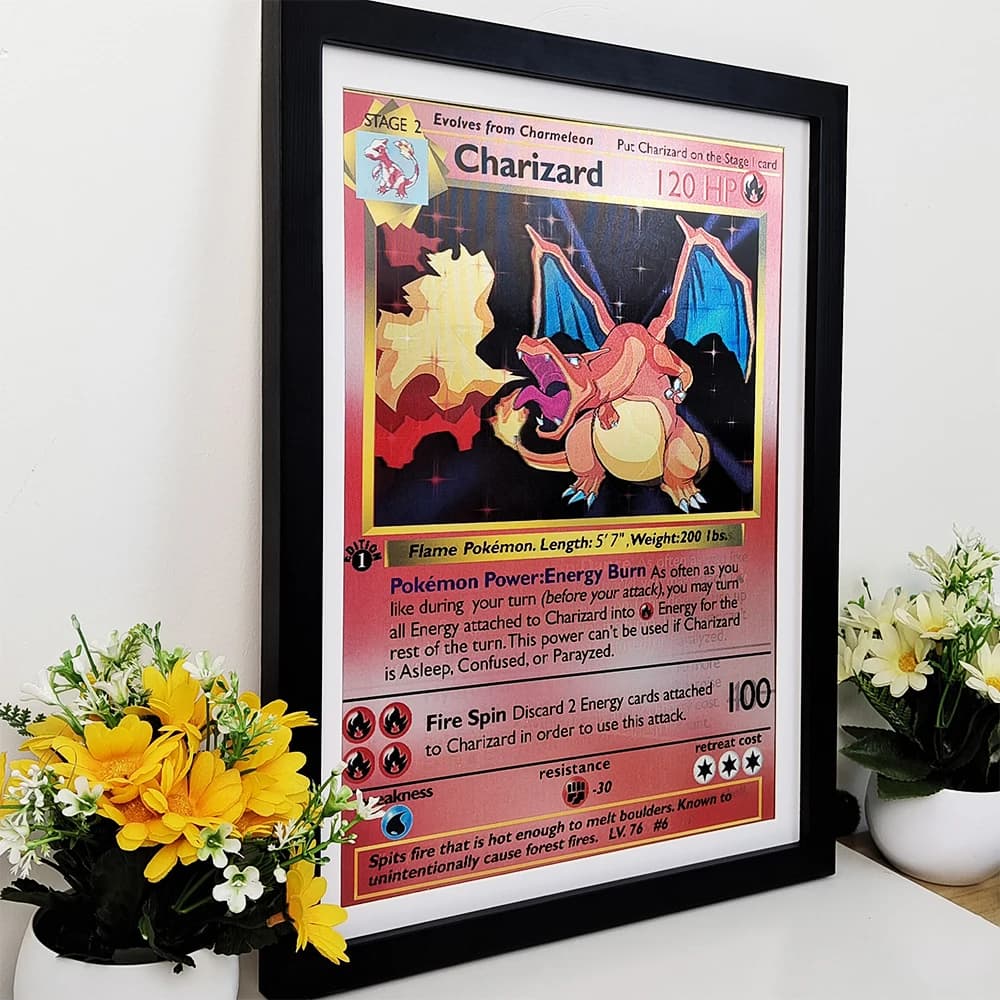 Poster lenticolare 3D Anime Pokemon Charizard Squirtle Bulbasaur che prendono vita con incredibili effetti 3D, stampa artistica da parete (senza cornice)