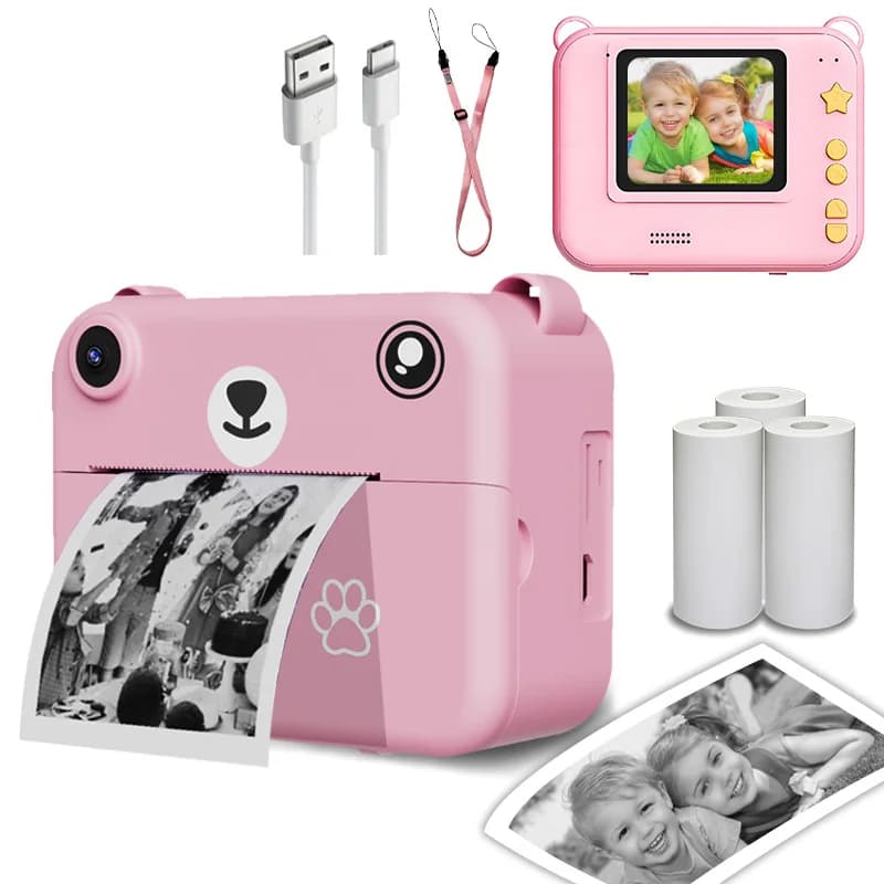 game, video and photos with instant camera for children | double cameras | 1500 mAh battery USB charging cable and birthday gift cord for 4+